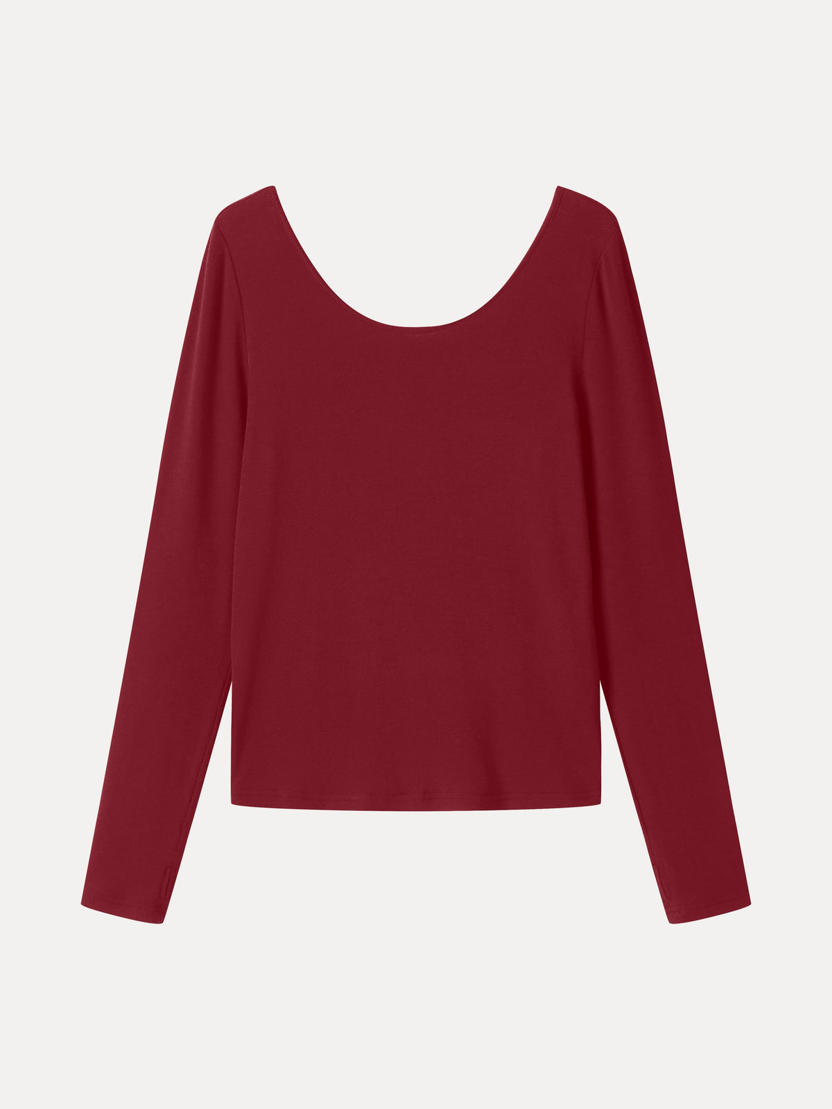 Premium Lyocell-Wool Scoop Neck Thumbhole Long Sleeve Top