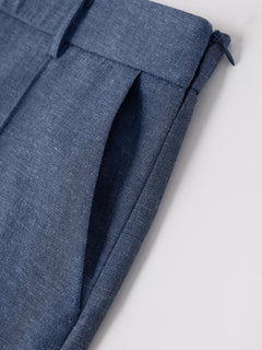 Linen-Like Mid Rise Pintuck Shorts with Pockets