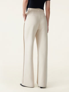 2Pcs Set Round Neck Tee & Mid Rise Fly-Front Wide Leg Trousers