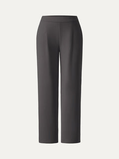 Sandwashed Spacer Mid Rise Straight Leg Pull-on Trousers with Pockets