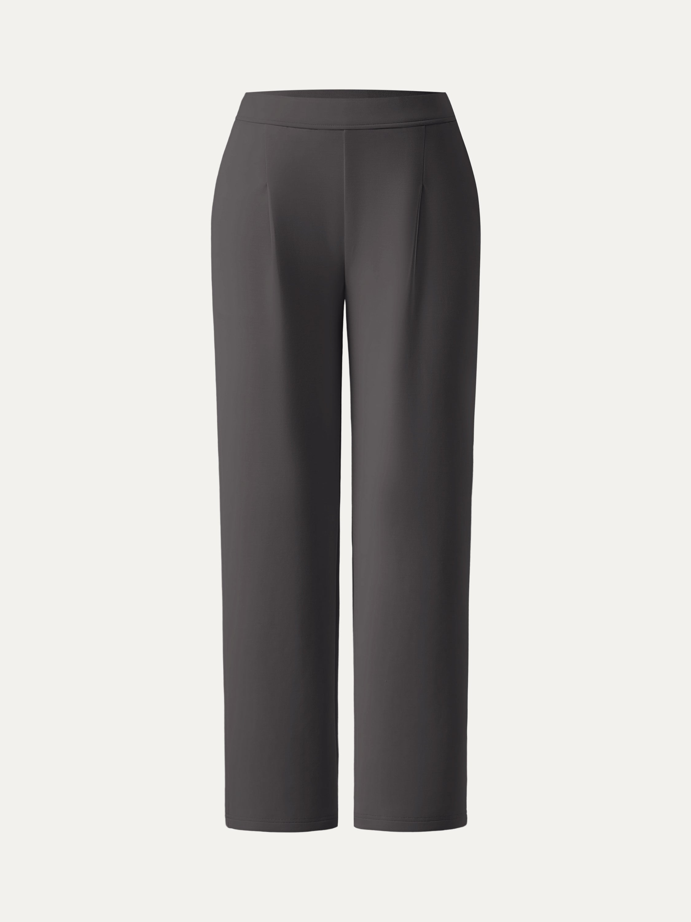 Sandwashed Spacer Mid Rise Straight Leg Pull-on Trousers with Pockets