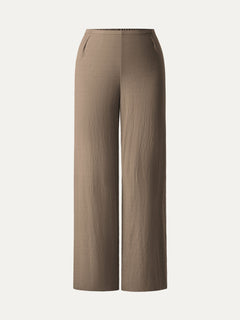 Breathable Cotton-linen Mid Rise Straight Leg Pant