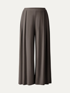 Sandwashed Mid Rise Pleated Wide Leg Palazzo Pant with Pockets
