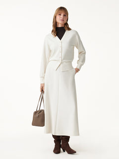 Modal Spacer Knit V-Neck Long Sleeve Button-Down Cardigan