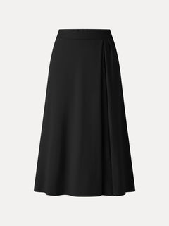 Ponte Mid-Rise Tucked A-Line Midi Skirt with Pockets