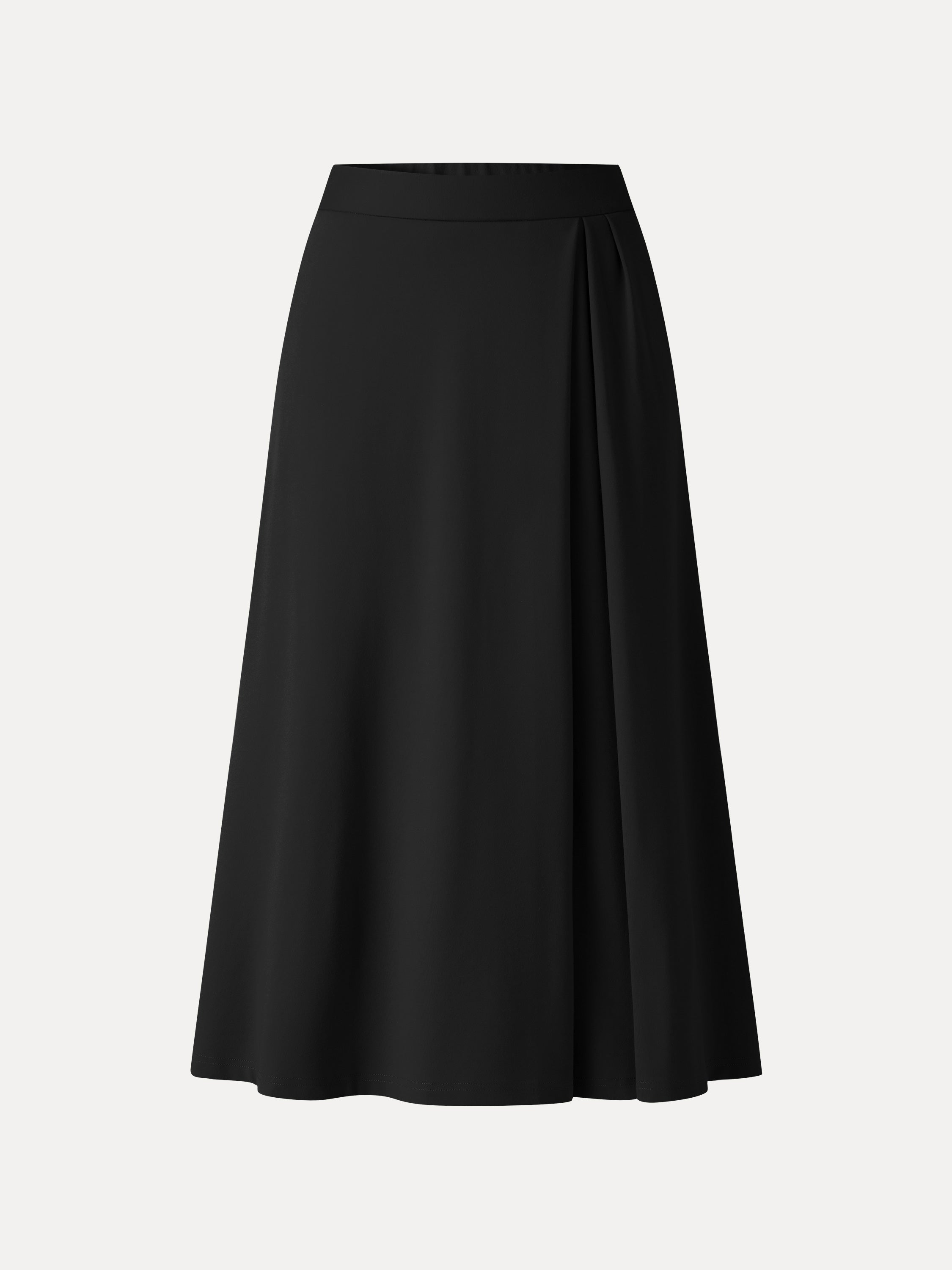 Ponte Mid-Rise Tucked A-Line Midi Skirt with Pockets