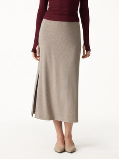 Eco-Mousse® Side-Slit A-Line Midi Skirt