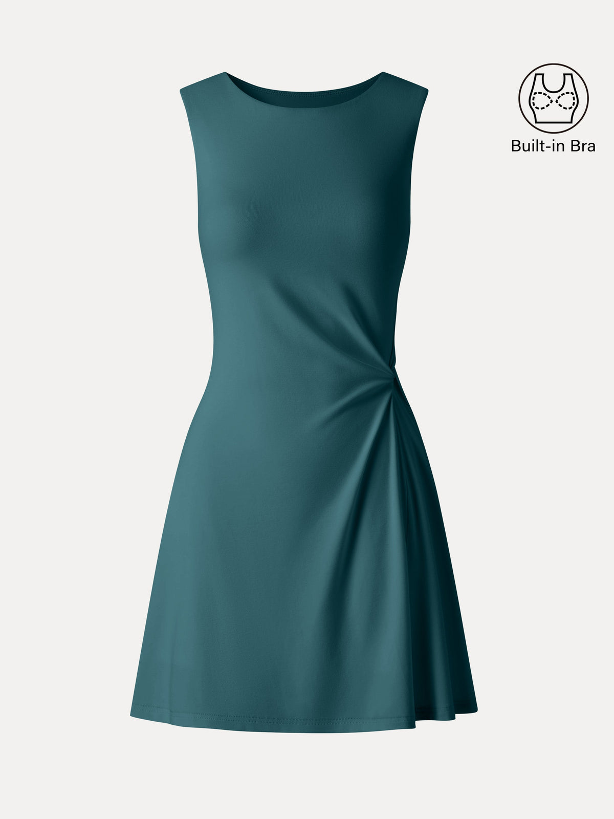 Ribbed Round Neck Sleeveless Side-Twist Mini Bra Dress