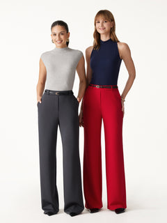 TravelEase Lyocell Spacer High-Rise Wide Leg Pants with Pockets
