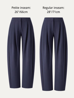 Ponte Low-Rise Ankled Barrel Pants with Pockets