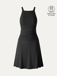 CoolTouch Square Neck Ruched Mini Bra Dress