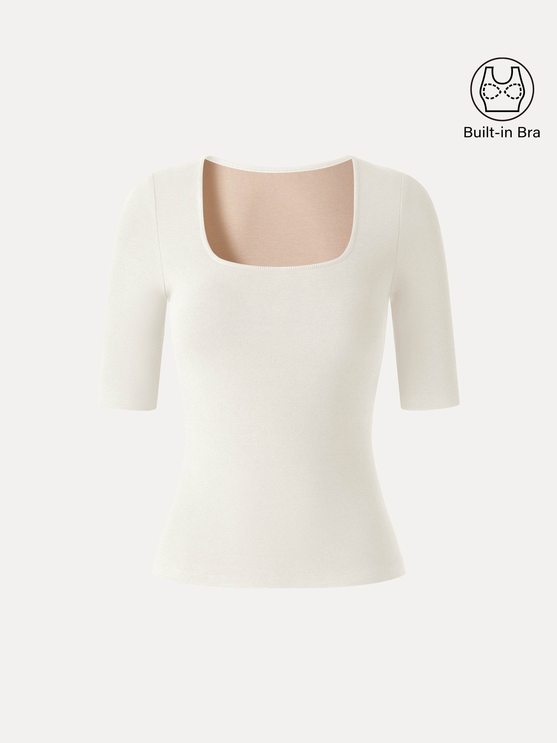Eco-Mousse® Square Neck Elbow Sleeve Bra Top