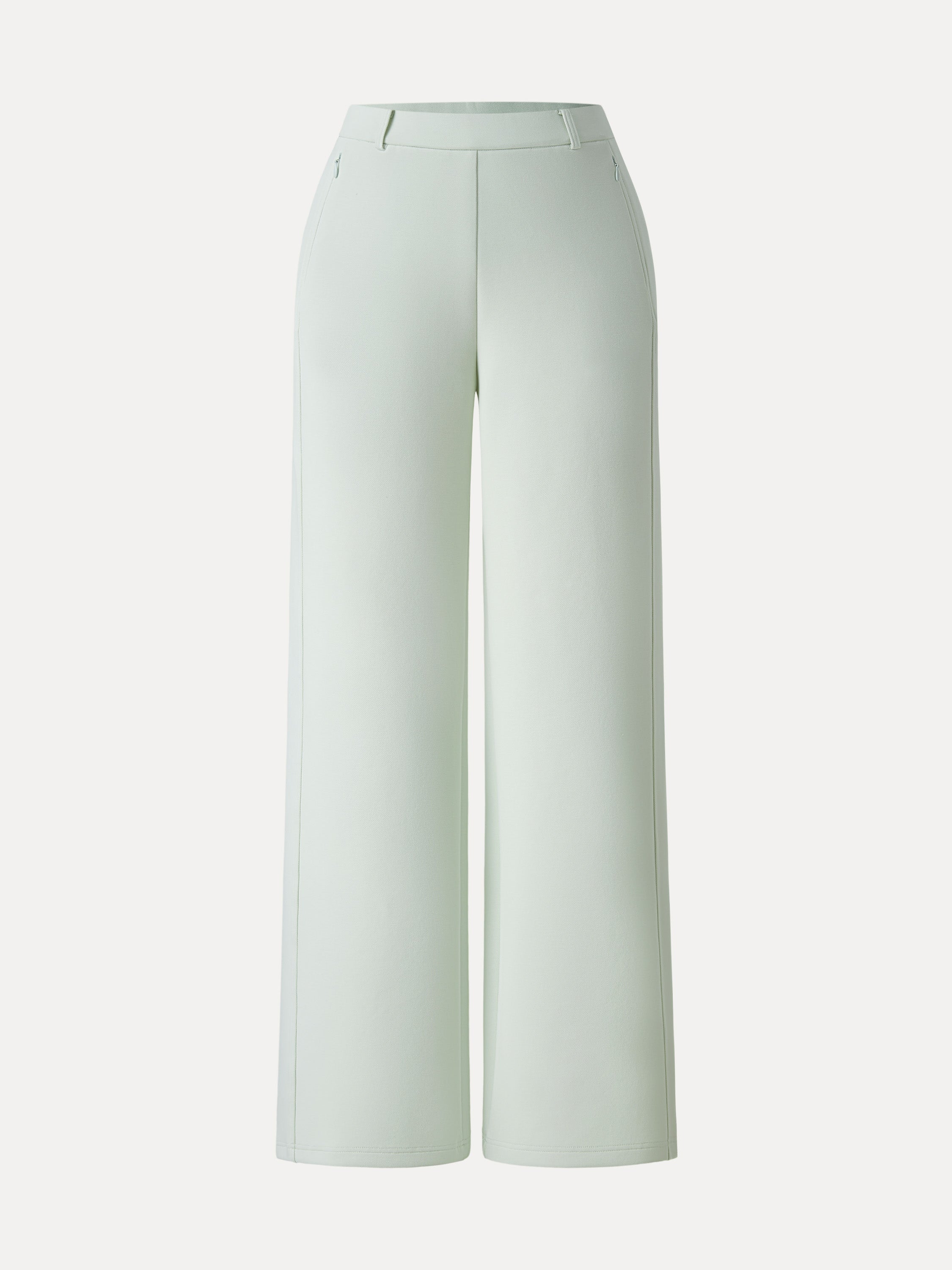Stretch Cotton Blend Slimming High Rise Wide Leg Pants