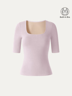 Eco-Mousse® Square Neck Elbow Sleeve Bra Top