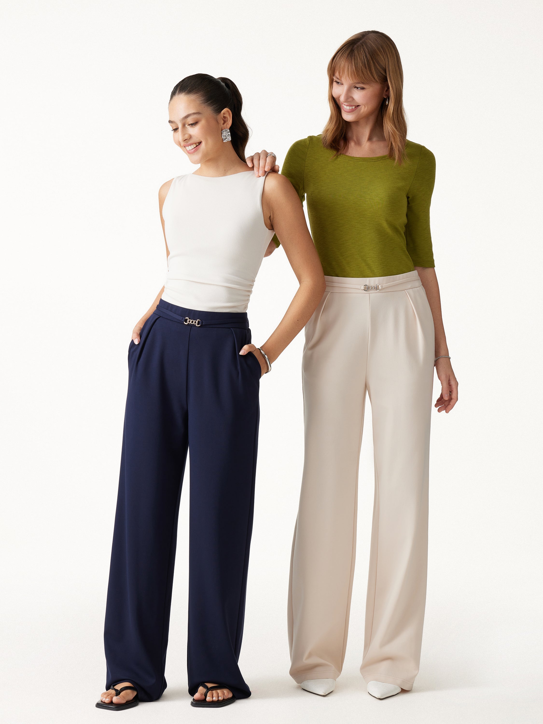 Ponte High-Rise Wide-Leg Pants with Pockets