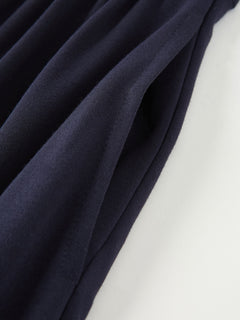 Ponte Mock Neck Ruched A-Line Midi Dress with Pockets