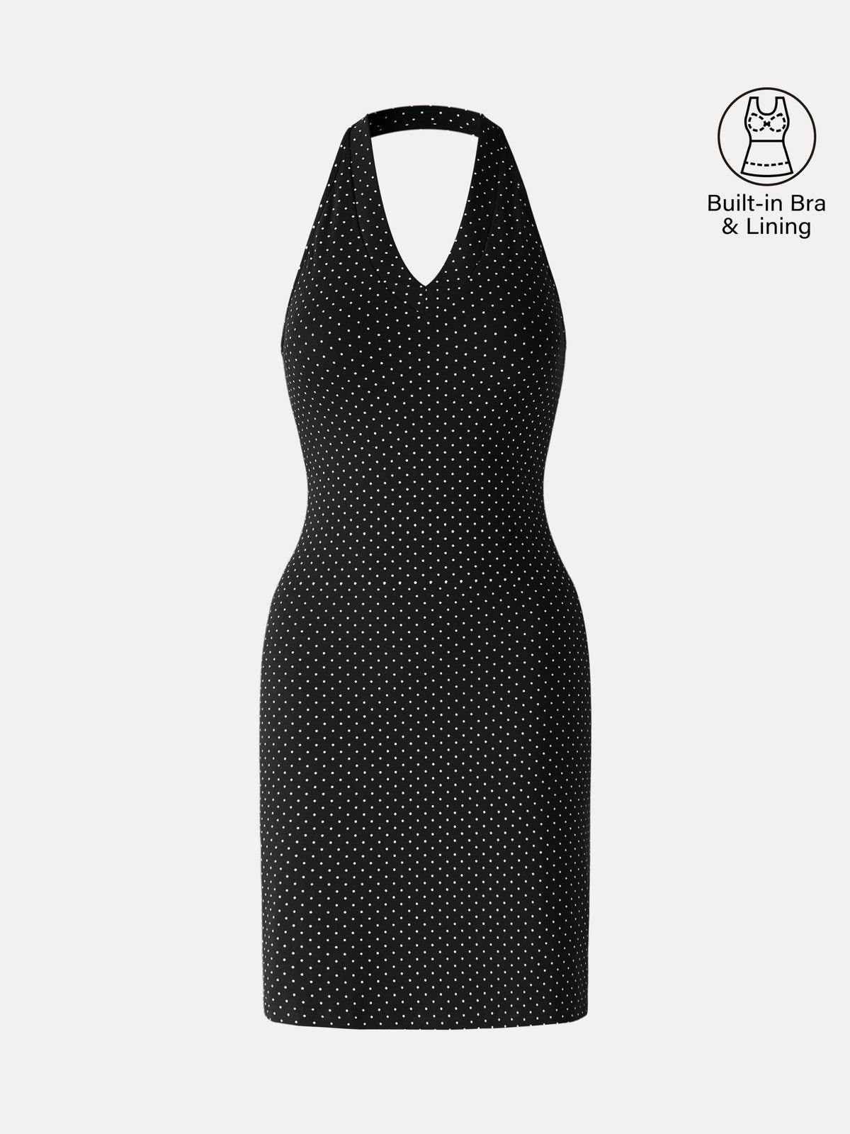 Soft Stretch Cotton Halter Neck Polka Dot Mini Bra Dress Limited Edition