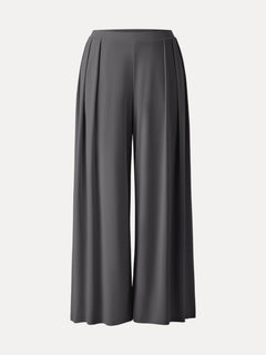Sandwashed Mid Rise Pleated Wide Leg Palazzo Pant with Pockets