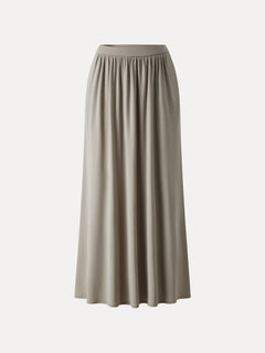 Soft Linen Knit Gathered A-Line Maxi Skirt with Pockets