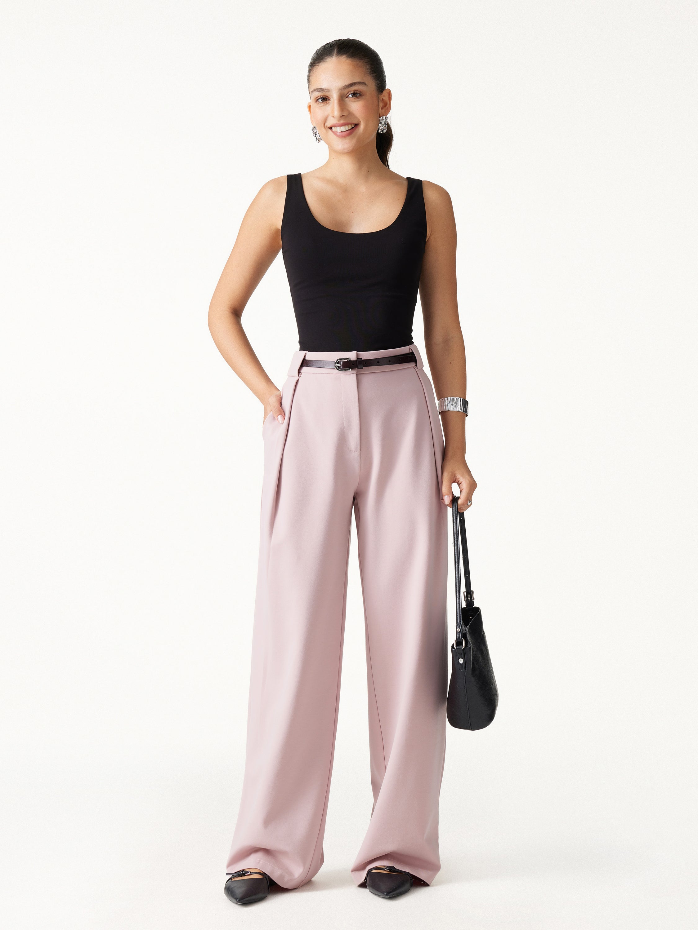 Ponte High-Rise Straight-Leg Pants with Pockets