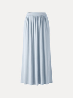 Linen Knit Gathered A-Line Maxi Skirt with Pockets