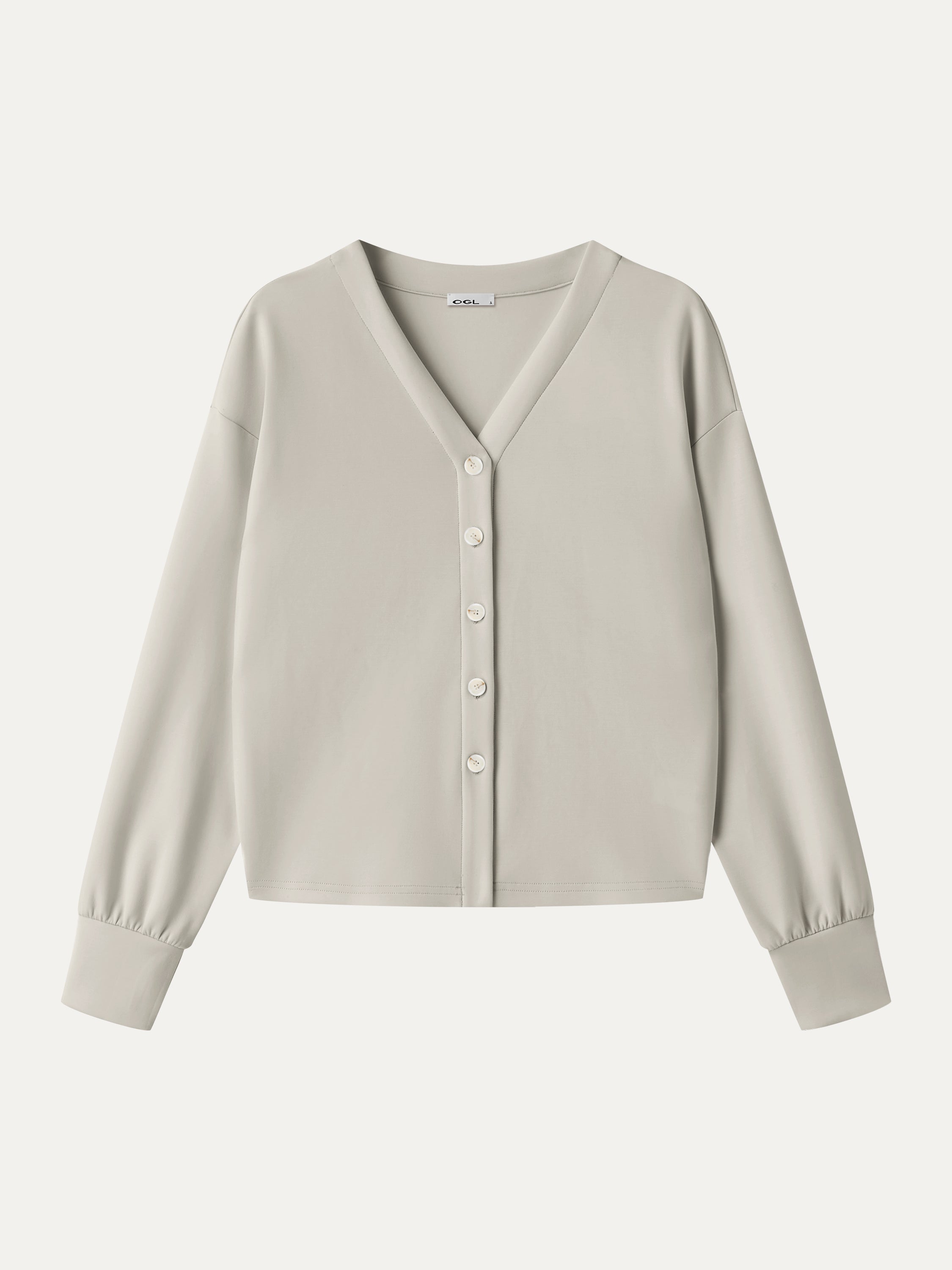 Modal Spacer Knit V-Neck Long Sleeve Button-Down Cardigan