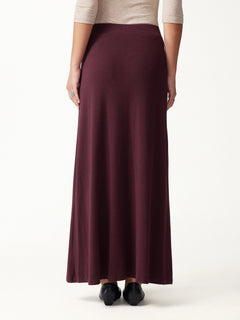 2Pcs Set Asymmetrical Neck Long Sleeve Top & High-Rise A-Line Maxi Skirt