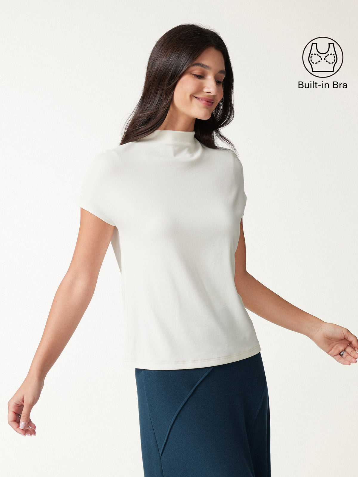 Eco-Mousse® Mock Neck Short Sleeve Bra Top