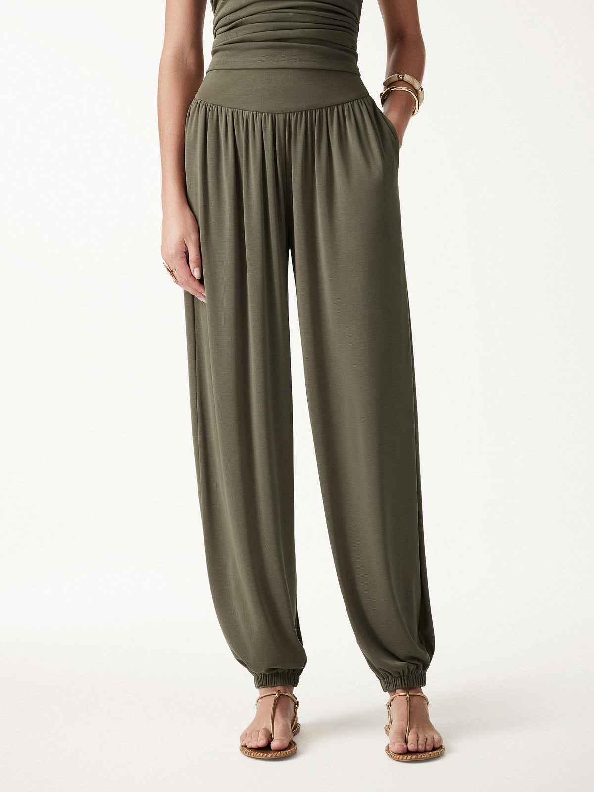 Sandwashed Modal Ultra-Soft High Rise Balloon Pants with Pockets