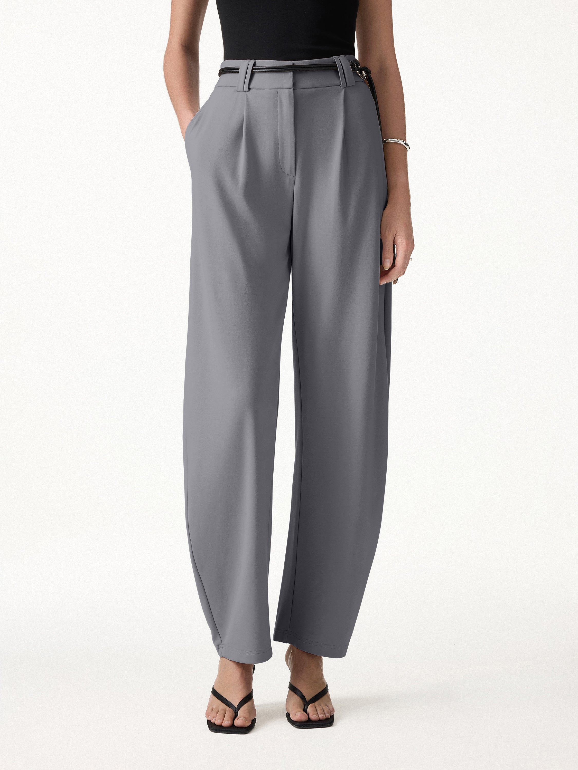 CoolTouch Stretch Ponte High Rise Cropped Barrel Pants