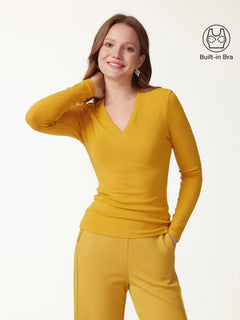 Eco-Mousse® V-Neck Long Sleeve Bra Top