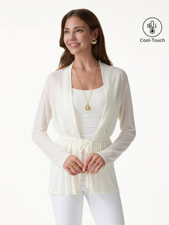 Airy Soft Open Front Cardigan with Tie