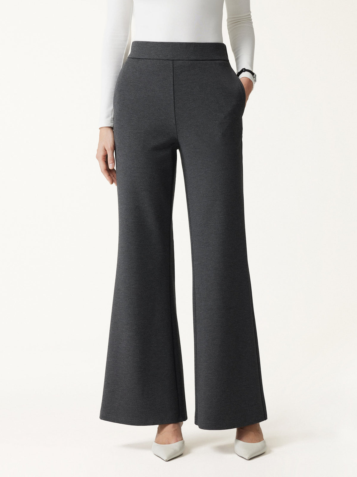 Ponte High-Rise Wide-Leg Pants with Pockets