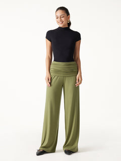 Non-Itchy Wool Blend Drapey Wide Leg Pull-on Pants with Pockets