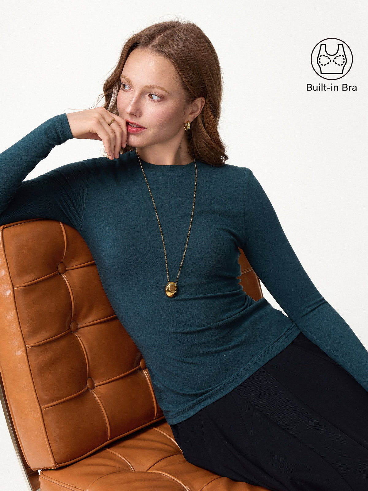 Crewneck Long Sleeve Bra Top