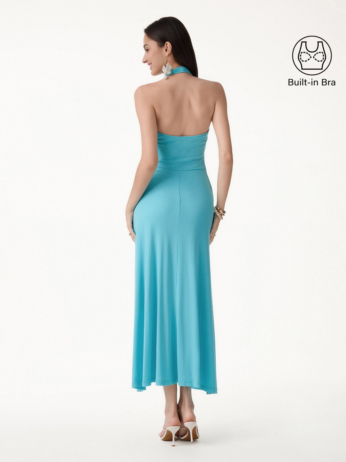 CoolTouch Halter A-Line Midi Bra Dress
