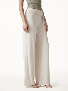 2Pcs Set V-neck Bra Tank & Mid-Rise Wide-Leg Lounge Pants