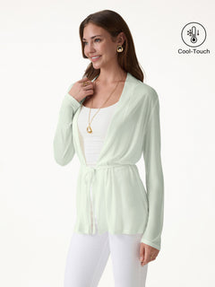 Airy Soft Open Front Cardigan with Tie