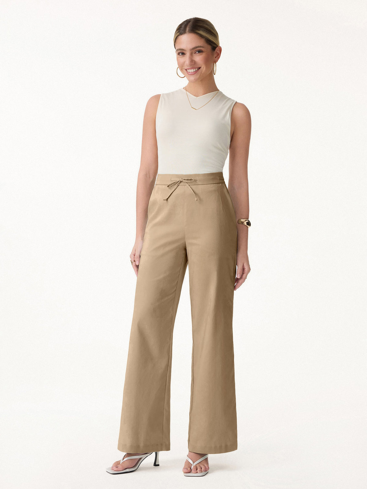 Drawstring Wide Leg Pant with Pockets