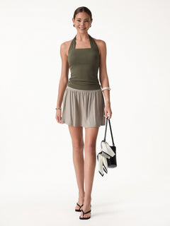 Matte Smooth Gathered A-Line Skort