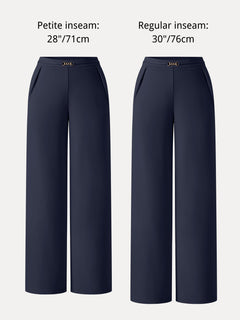 Ponte High-Rise Wide-Leg Pants with Pockets