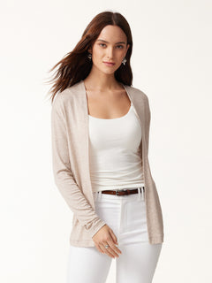 Premium Lyocell-Wool Open-Front Long Sleeve Cardigan