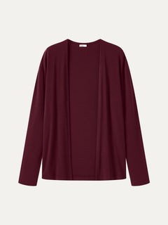 Premium Lyocell-Wool Open-Front Long Sleeve Cardigan