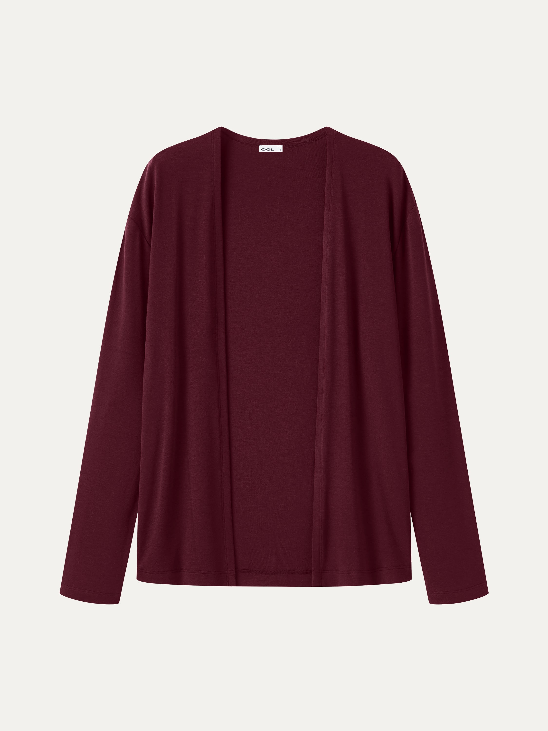 Premium Lyocell-Wool Open-Front Long Sleeve Cardigan