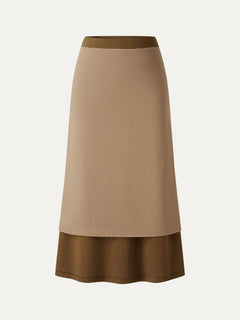 Textured Cotton Blend Mid-Rise A-Line Midi Skirt
