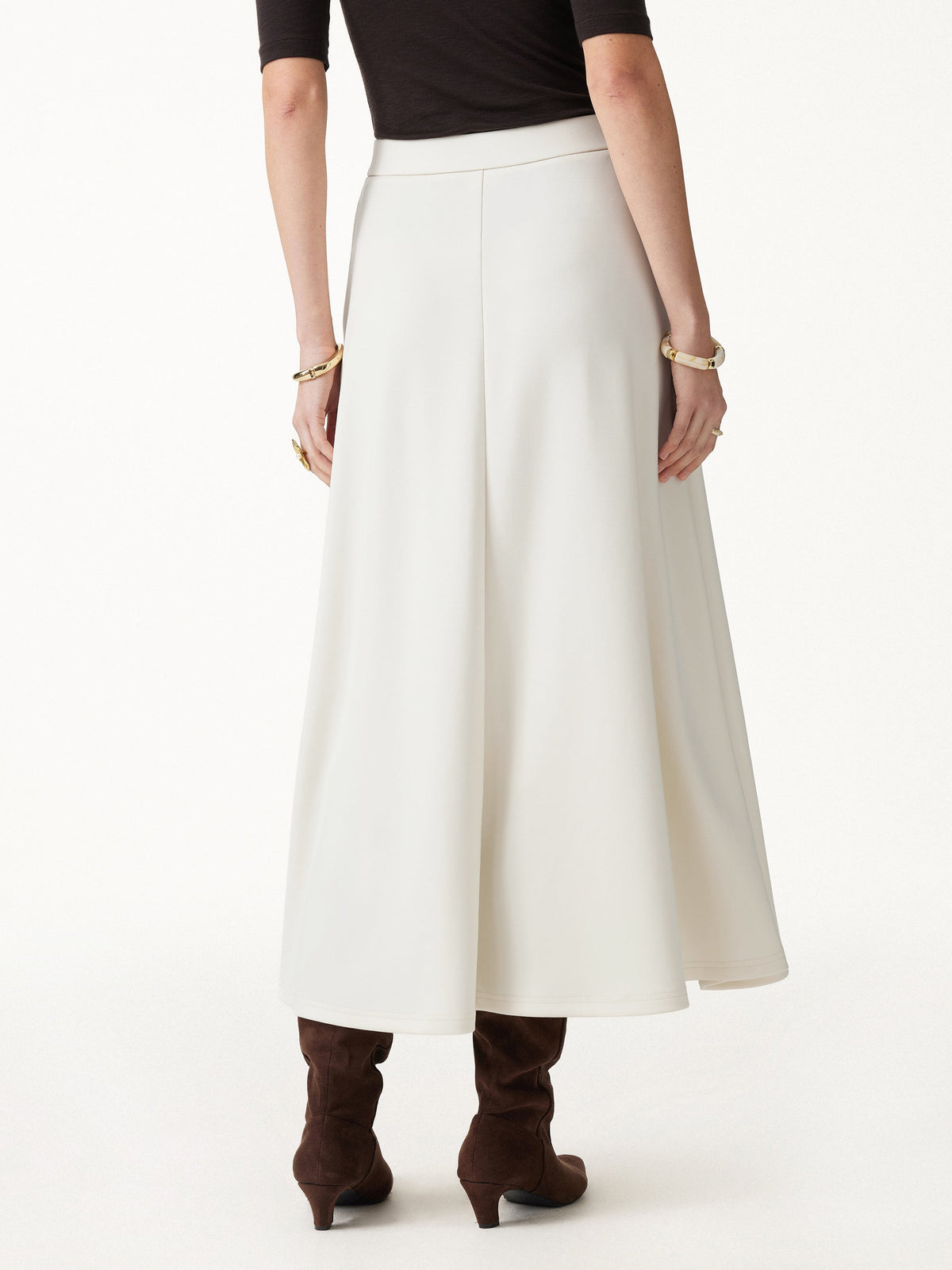 Modal Spacer Knit High-Rise Umbrella Midi Skirt with Pockets