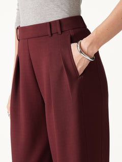 2Pcs Set Mock Neck Batwing Sleeve Top & High-Rise Wide-Leg Pants with Pockets