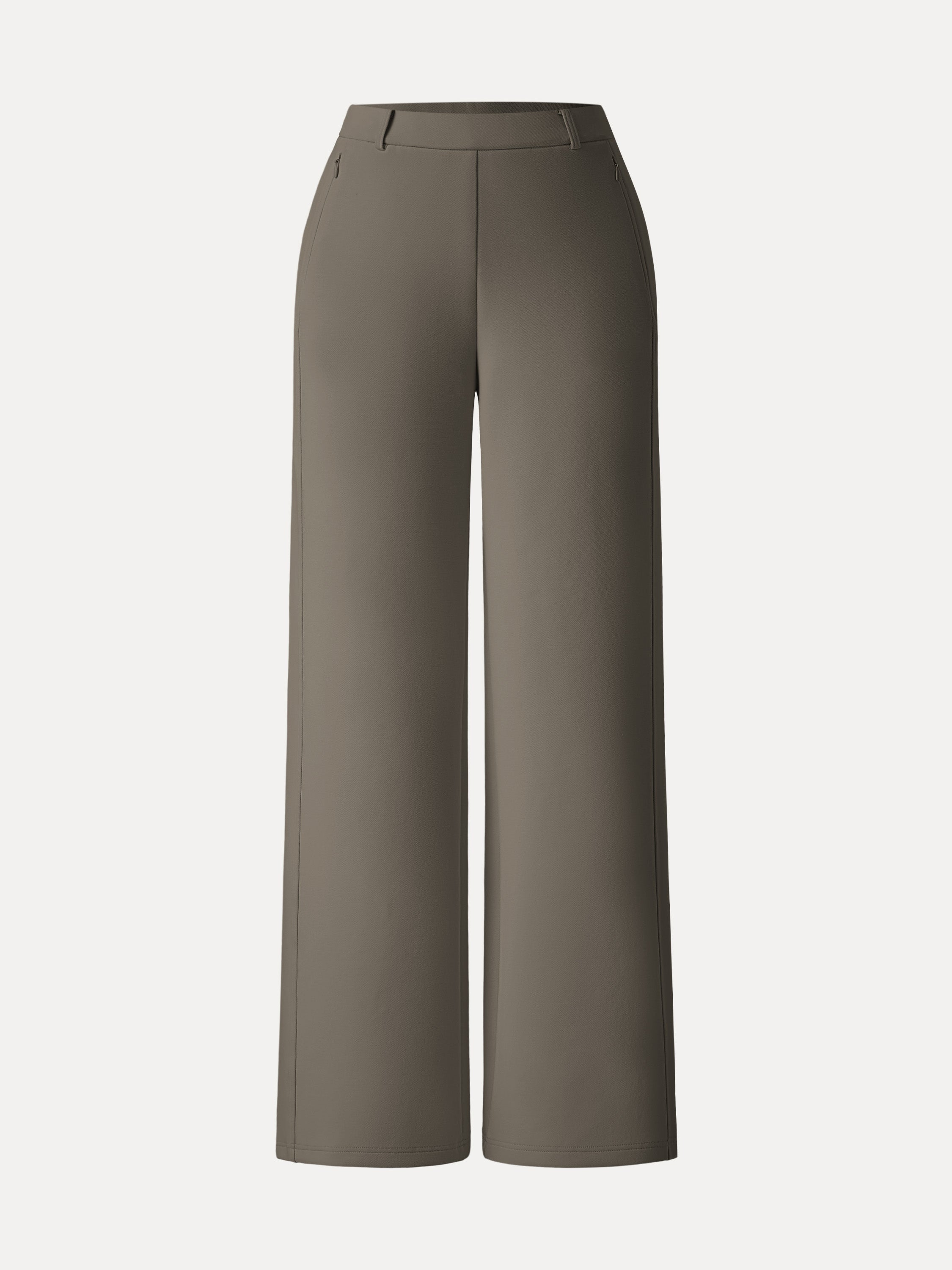 Stretch Cotton Blend Slimming High Rise Wide Leg Pants