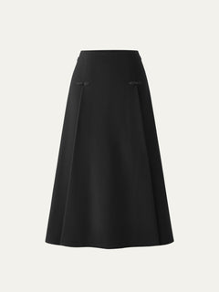 Wool-like Frog Button A-Line Midi Skirt Limited Edition