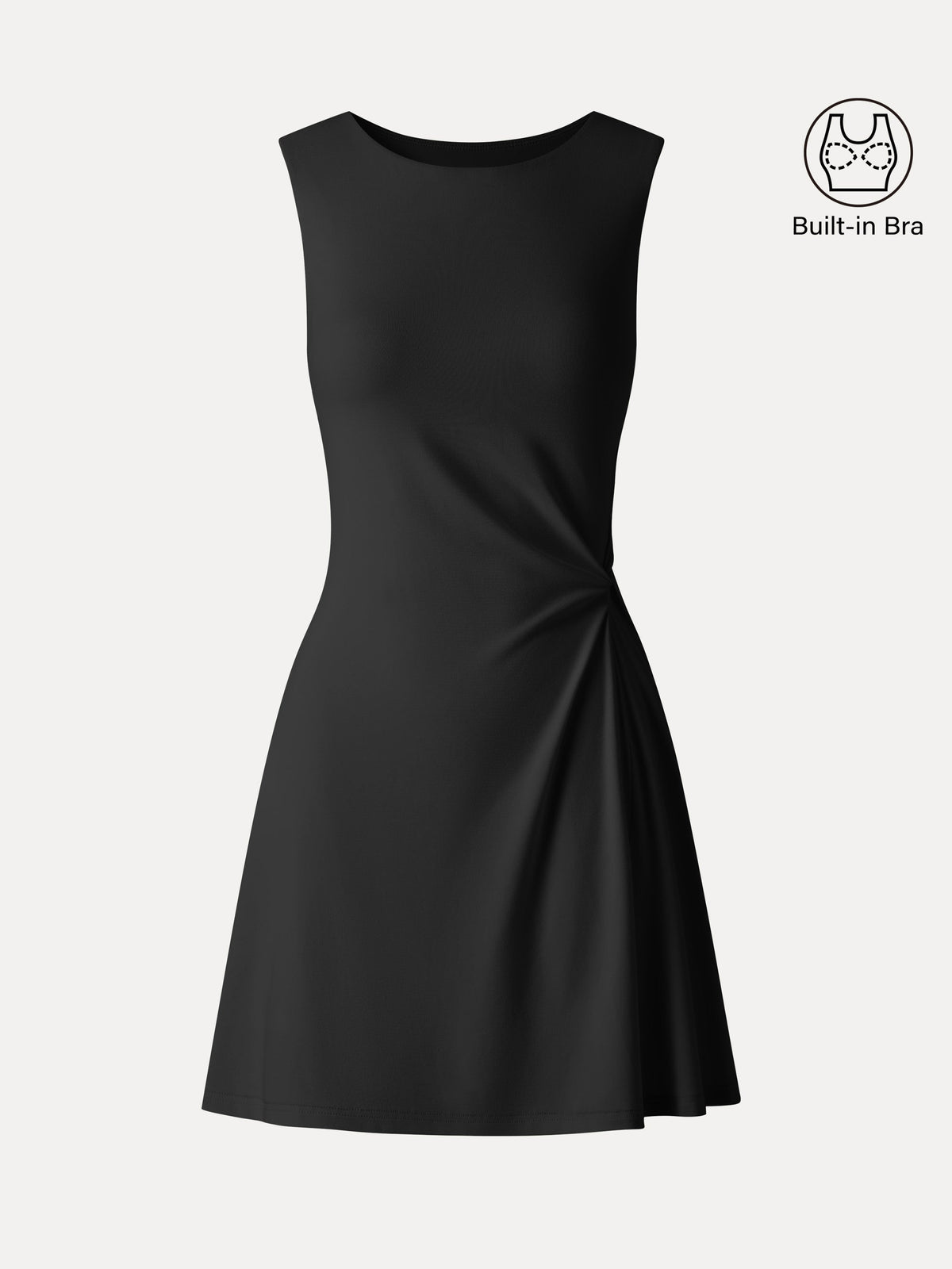 Ribbed Round Neck Sleeveless Side-Twist Mini Bra Dress
